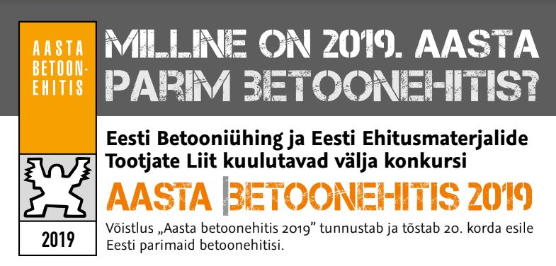 Milline on 2019. aasta parim betoonehitis? Algab konkurss – Aasta betoonehitis 2019